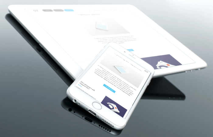 mockup av optimalisering av nettside på mobil og tablet