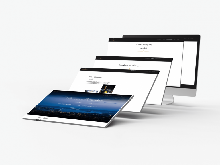 Mockup av designet på bekkelagshuset på diverse sider